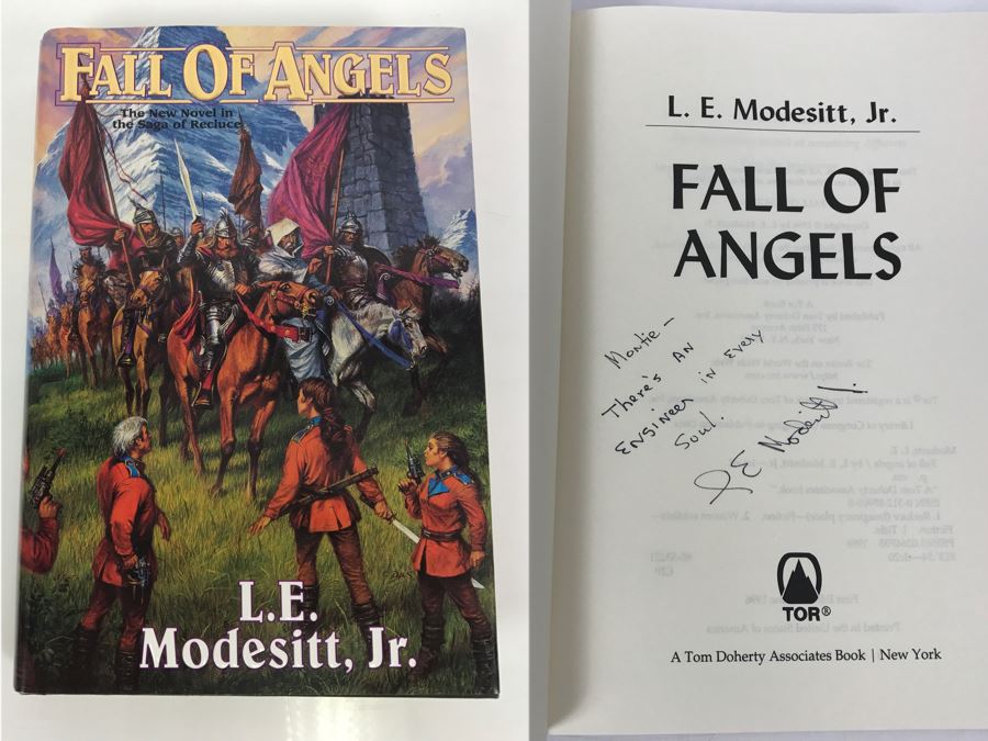 Signed First Edition 1996 Hardcover Book Fall Of Angels By L.E. Modesitt, Jr. [Photo 1]