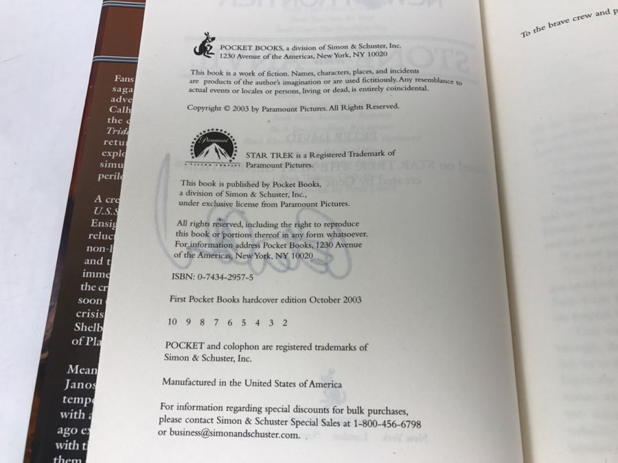 Signed First Edition 2003 Hardcover Book STAR TREK New Frontier Stone And Anvil By Peter David [Photo 8]
