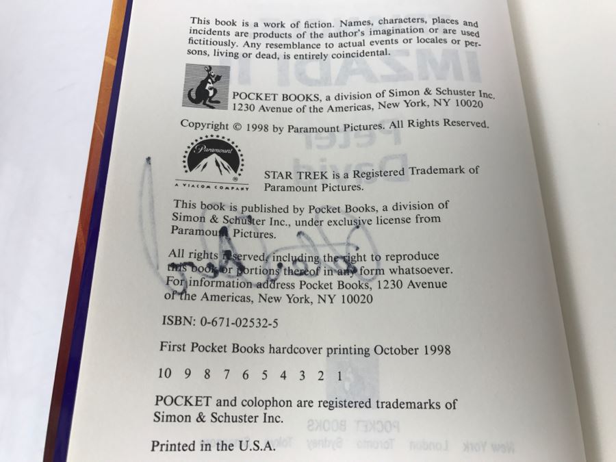 Signed First Printing 1998 Hardcover Book STAR TREK The Next Generation Triangle: IMZADI II By Peter David [Photo 8]