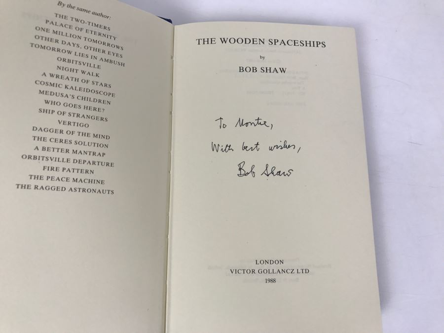 Signed Hardcover Book The Wooden Spaceships By Bob Shaw [Photo 4]