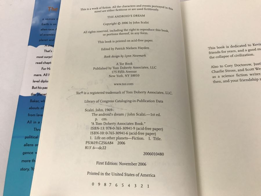 Signed First Edition 2006 Hardcover Book The Android's Dream By John Scalzi [Photo 8]