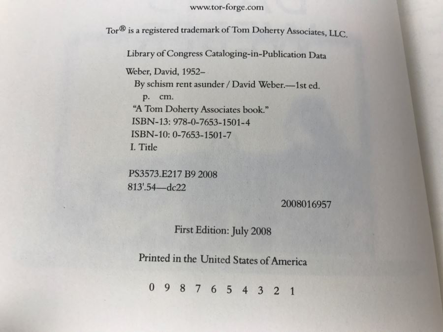 Signed First Edition 2008 Hardcover Book By Schism Rent Asunder By David Weber [Photo 10]