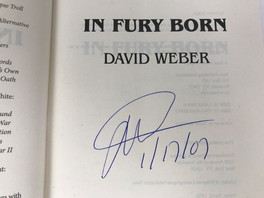 Signed First Printing 2006 Hardcover Book In Fury Born By David Weber [Photo 6]