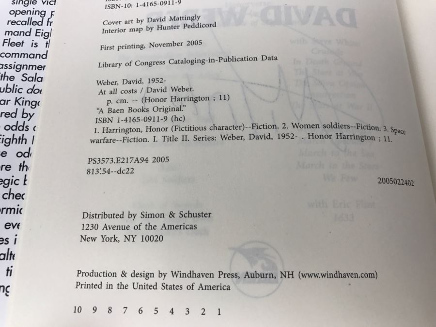 Signed First Printing 2005 Hardcover Book At All Costs By David Weber [Photo 9]