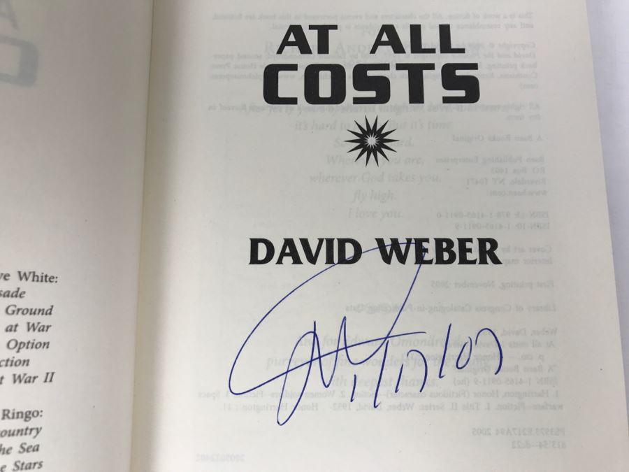 Signed First Printing 2005 Hardcover Book At All Costs By David Weber [Photo 6]