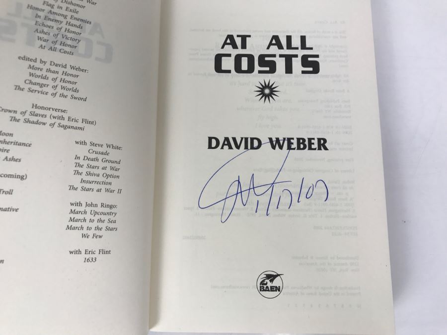 Signed First Printing 2005 Hardcover Book At All Costs By David Weber [Photo 5]