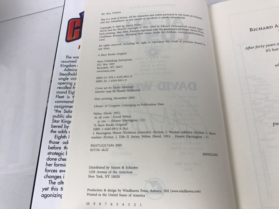 Signed First Printing 2005 Hardcover Book At All Costs By David Weber [Photo 8]