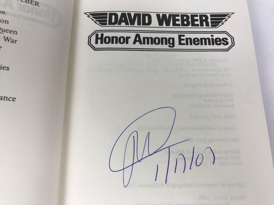 Signed First Printing 1996 Hardcover Book Honor Among Enemies By David Weber [Photo 6]