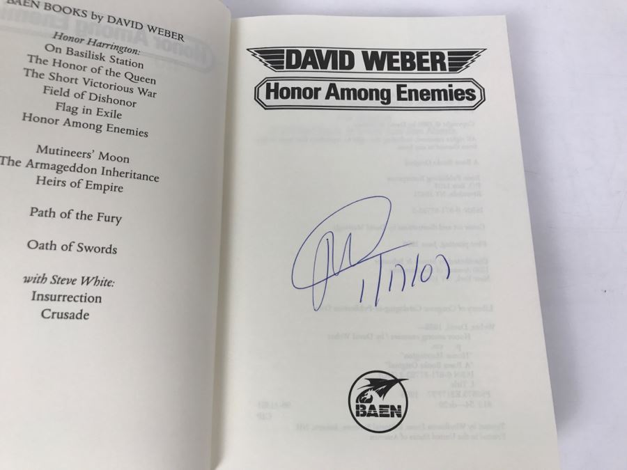 Signed First Printing 1996 Hardcover Book Honor Among Enemies By David Weber [Photo 5]