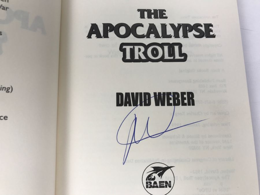 Signed First Printing 1999 Hardcover Book The Apocalypse Troll By David Weber [Photo 6]