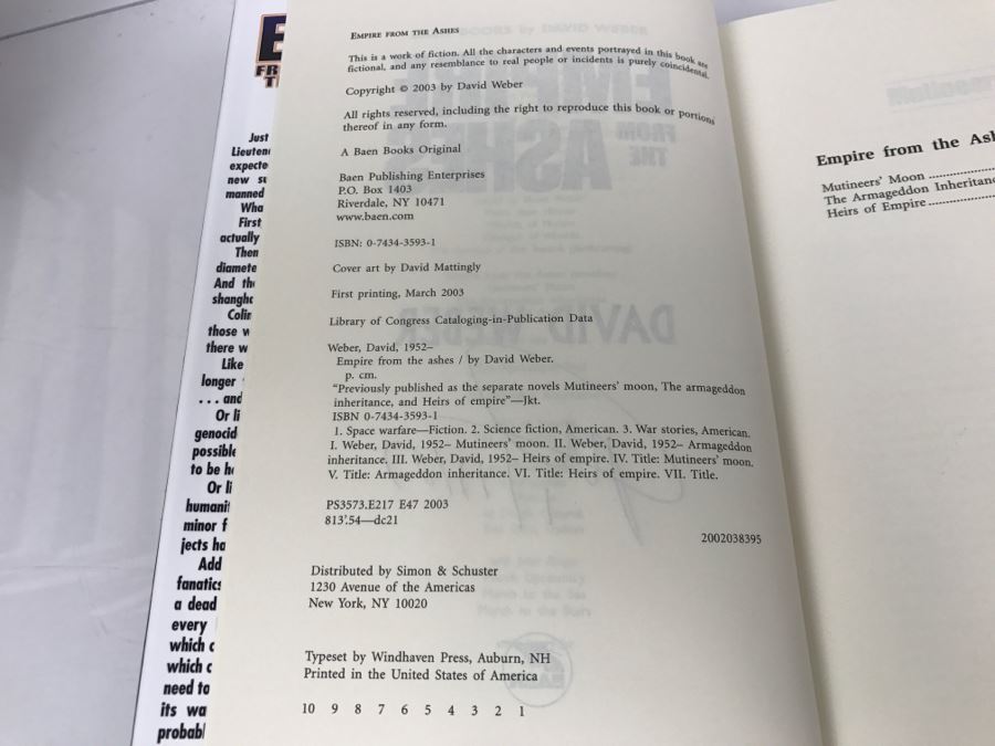 Signed First Printing 2003 Hardcover Book Empire From The Ashes By David Weber [Photo 8]