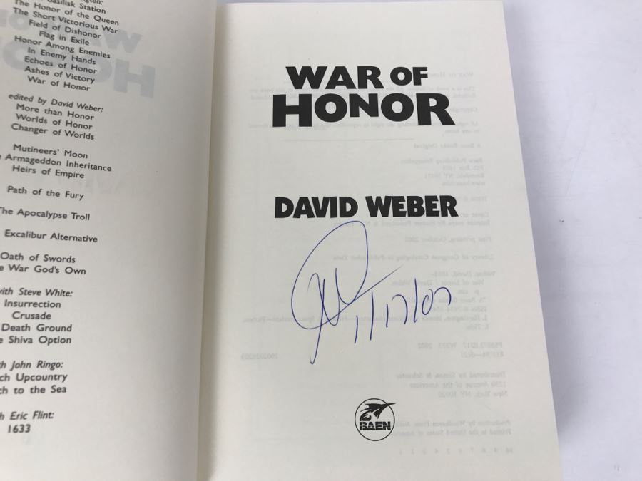 Signed First Printing 2002 Hardcover Book War Of Honor By David Weber [Photo 5]