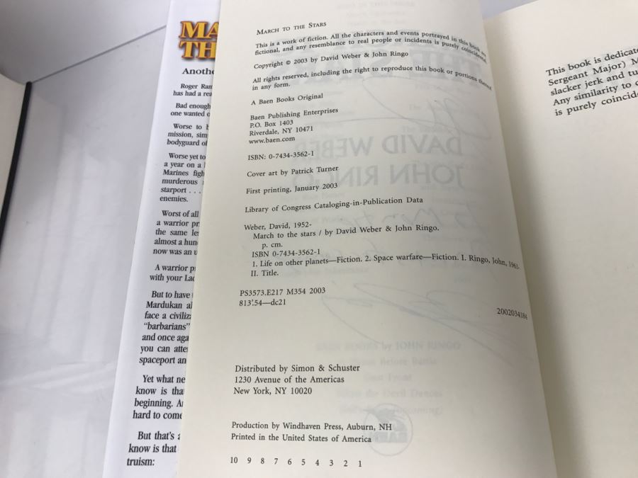 Signed First Printing 2003 Hardcover Book March To The Stars By David Weber And John Ringo (Signed By Both Authors) [Photo 9]