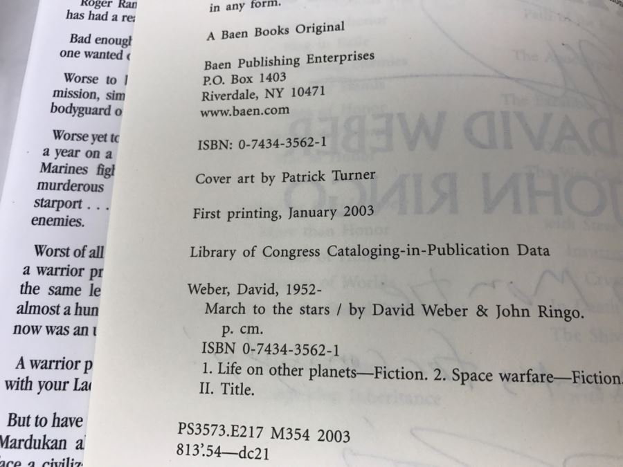 Signed First Printing 2003 Hardcover Book March To The Stars By David Weber And John Ringo (Signed By Both Authors) [Photo 10]