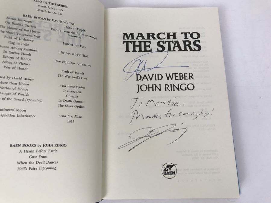 Signed First Printing 2003 Hardcover Book March To The Stars By David Weber And John Ringo (Signed By Both Authors) [Photo 5]