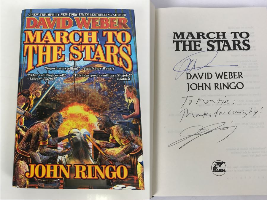 Signed First Printing 2003 Hardcover Book March To The Stars By David Weber And John Ringo (Signed By Both Authors)
