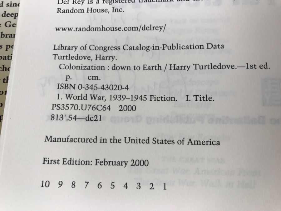 Signed First Edition 2000 Hardcover Book Colonization: Down To Earth By Harry Turtledove [Photo 9]