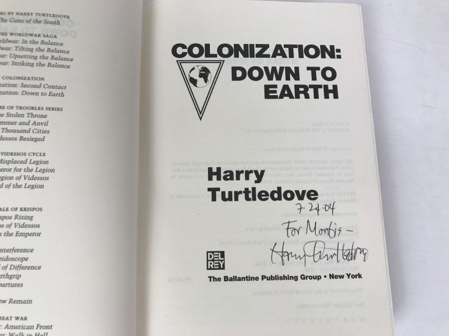 Signed First Edition 2000 Hardcover Book Colonization: Down To Earth By Harry Turtledove [Photo 5]