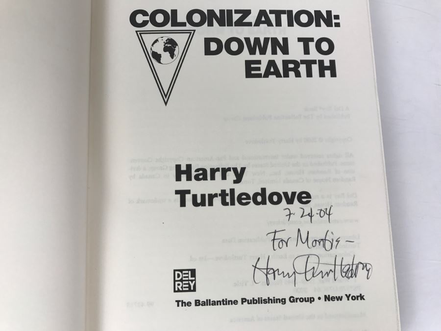 Signed First Edition 2000 Hardcover Book Colonization: Down To Earth By Harry Turtledove [Photo 6]