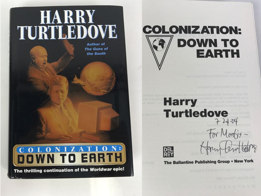 Signed First Edition 2000 Hardcover Book Colonization: Down To Earth By Harry Turtledove [Photo 1]
