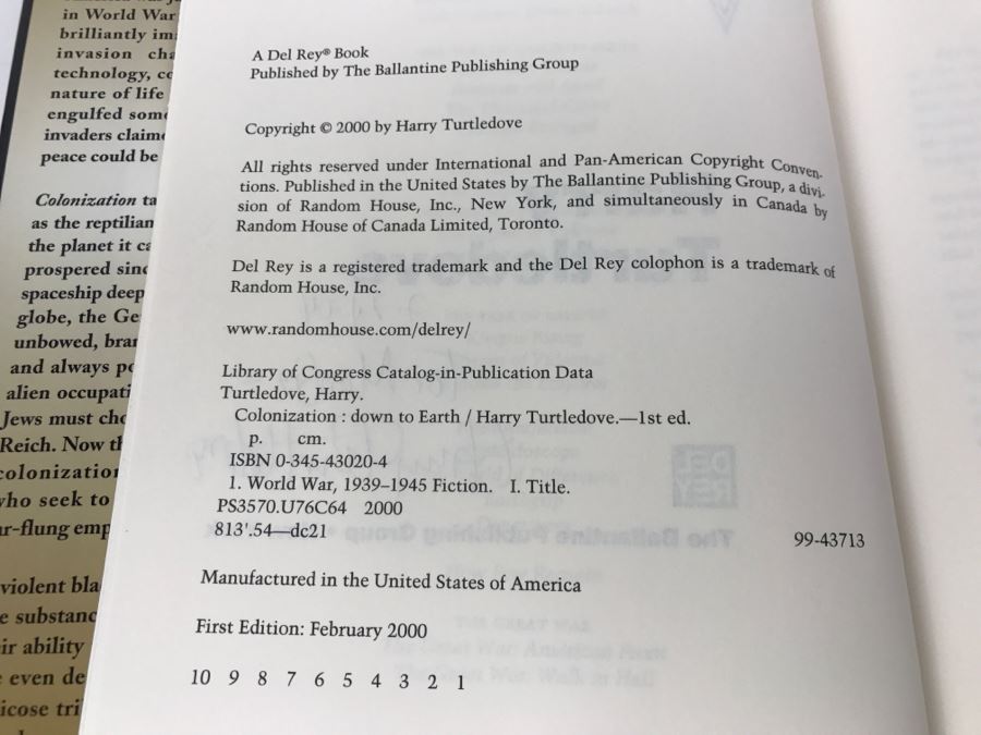 Signed First Edition 2000 Hardcover Book Colonization: Down To Earth By Harry Turtledove [Photo 8]