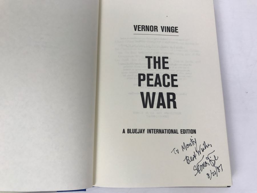 Signed First Bluejay Printing 1984 Hardcover Book The Peace War By Vernor Vinge [Photo 5]