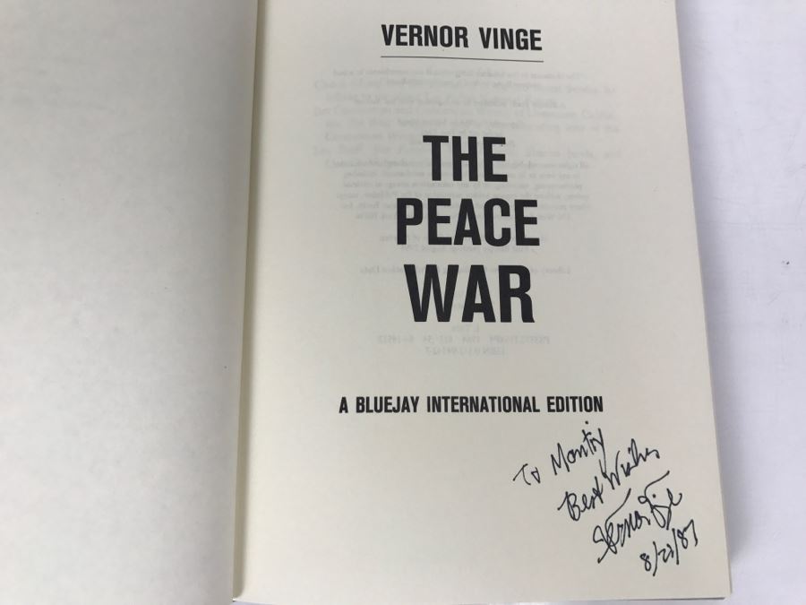 Signed First Bluejay Printing 1984 Hardcover Book The Peace War By Vernor Vinge [Photo 6]