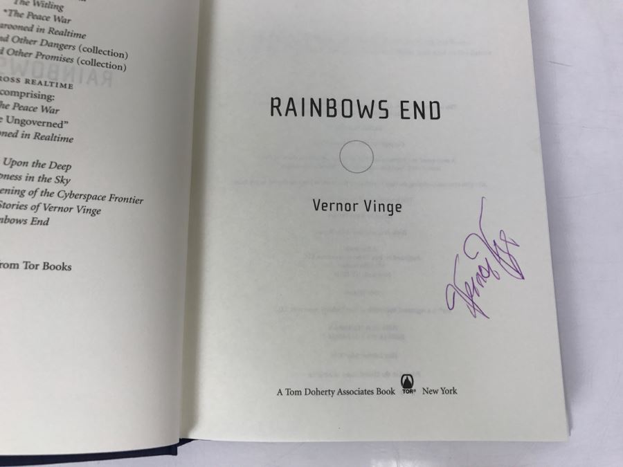 Signed First Edition 2006 Hardcover Book Rainbows End By Vernor Vinge [Photo 5]