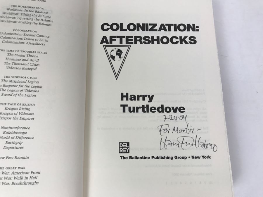 Signed First Edition 2001 Hardcover Book Colonization: Aftershocks By Harry Turtledove [Photo 5]