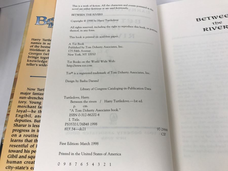 Signed First Edition 1998 Hardcover Book Between The Rivers By Harry Turtledove [Photo 8]