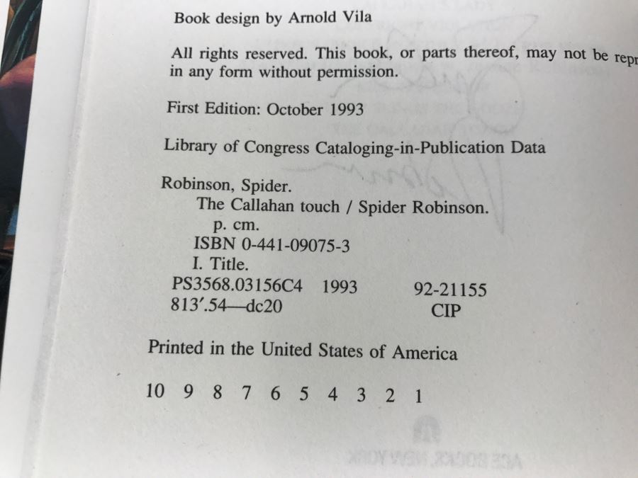 Signed First Edition 1993 Hardcover Book The Callahan Touch By Spider Robinson [Photo 10]