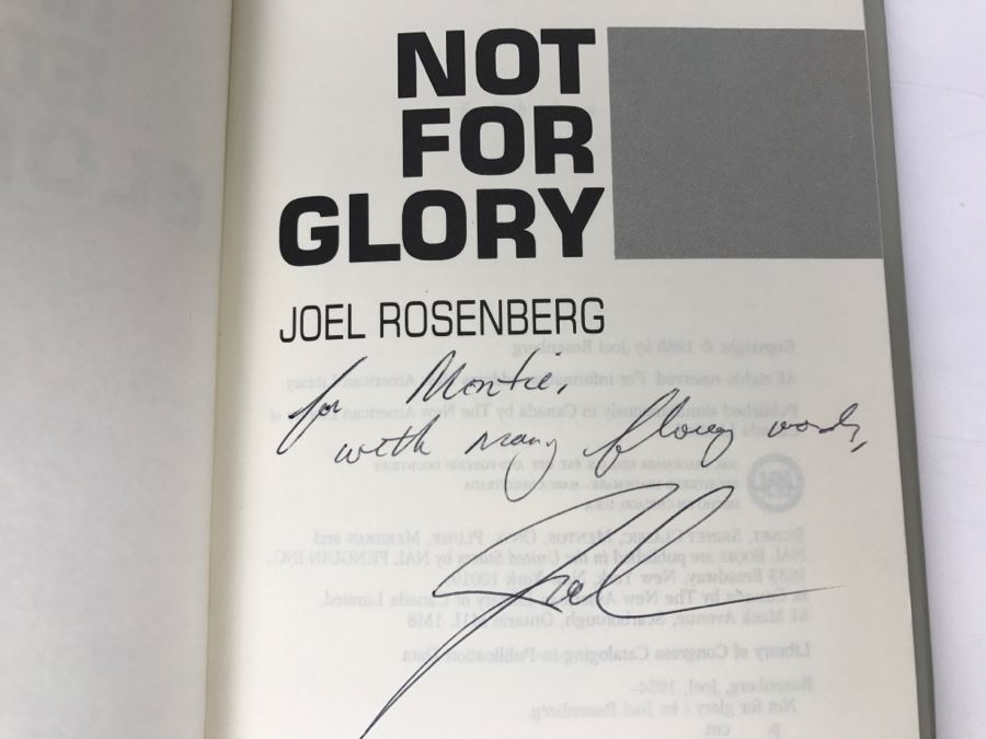 Signed First Printing 1988 Hardcover Book Not For Glory By Joel Rosenberg [Photo 6]