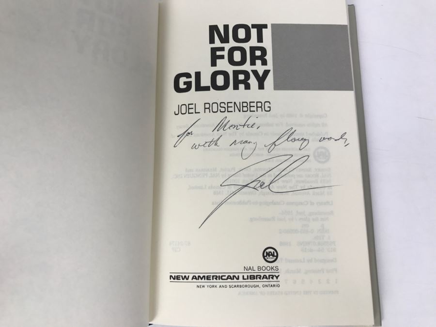 Signed First Printing 1988 Hardcover Book Not For Glory By Joel Rosenberg [Photo 5]