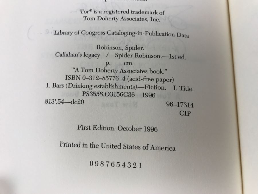 Sign 1996 Hardcover Book Callahan's Legacy By Spider Robinson [Photo 10]