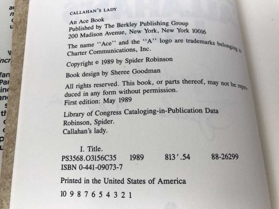 Signed First Edition 1989 Hardcover Book Callahan's Lady By Spider Robinson [Photo 9]