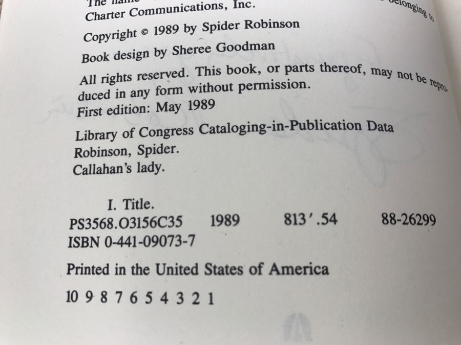 Signed First Edition 1989 Hardcover Book Callahan's Lady By Spider Robinson [Photo 10]