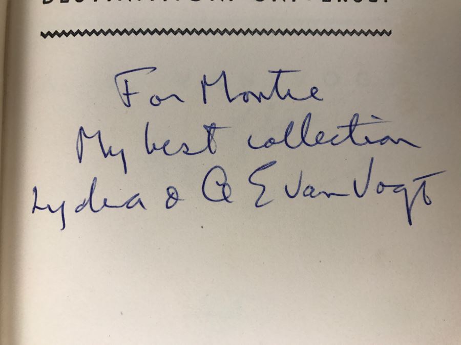 Signed First Edition 1952 Hardcover Book Destination: Universe! By A.E. Van Vogt Signed 'For Montie. My Best Collection. Lydia & A E Van Vogt' [Photo 7]