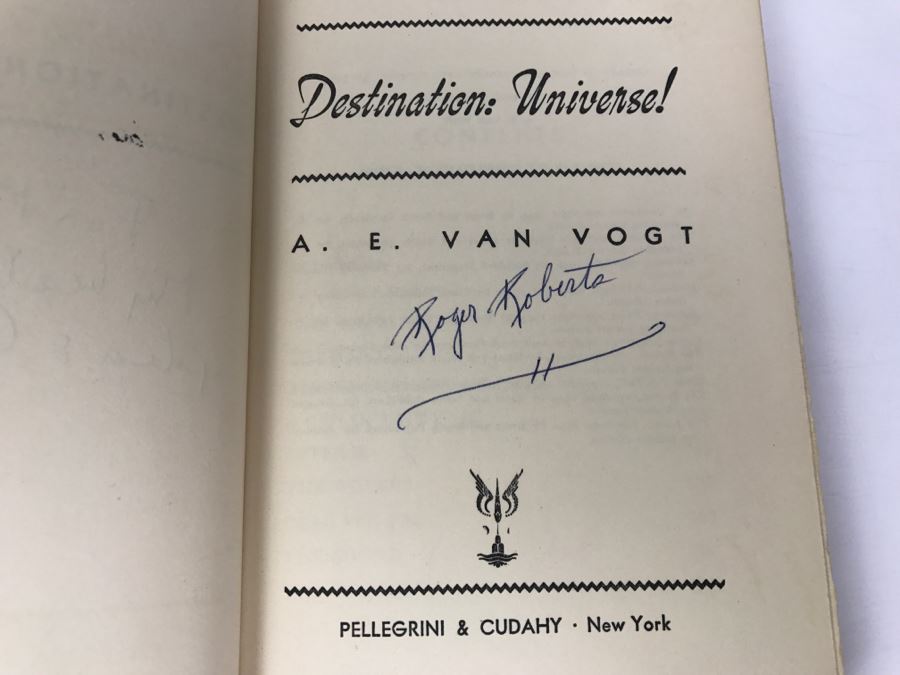 Signed First Edition 1952 Hardcover Book Destination: Universe! By A.E. Van Vogt Signed 'For Montie. My Best Collection. Lydia & A E Van Vogt' [Photo 8]