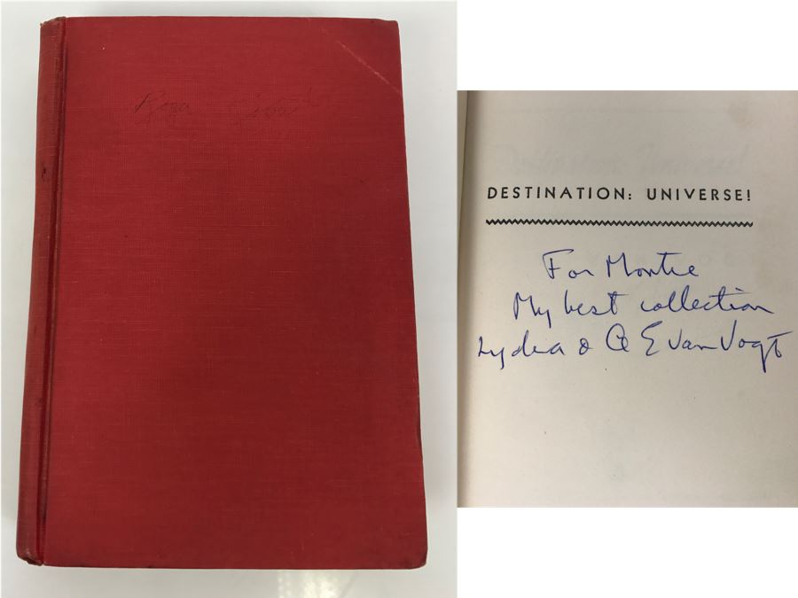Signed First Edition 1952 Hardcover Book Destination: Universe! By A.E. Van Vogt Signed 'For Montie. My Best Collection. Lydia & A E Van Vogt' [Photo 1]