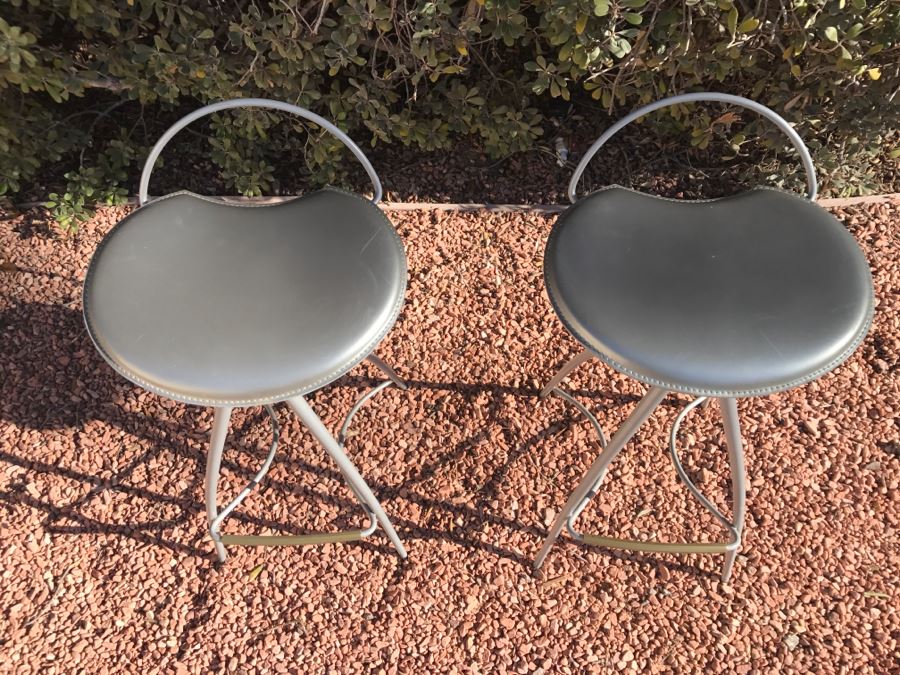 JUST ADDED - Pair Of Stylish Modern Metal Bar Stools By Cattelan Italia Made In Italy [Photo 5]