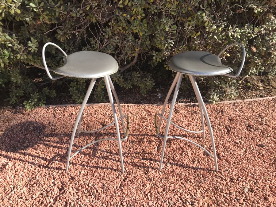 JUST ADDED - Pair Of Stylish Modern Metal Bar Stools By Cattelan Italia Made In Italy [Photo 9]