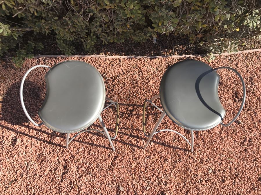 JUST ADDED - Pair Of Stylish Modern Metal Bar Stools By Cattelan Italia Made In Italy [Photo 10]
