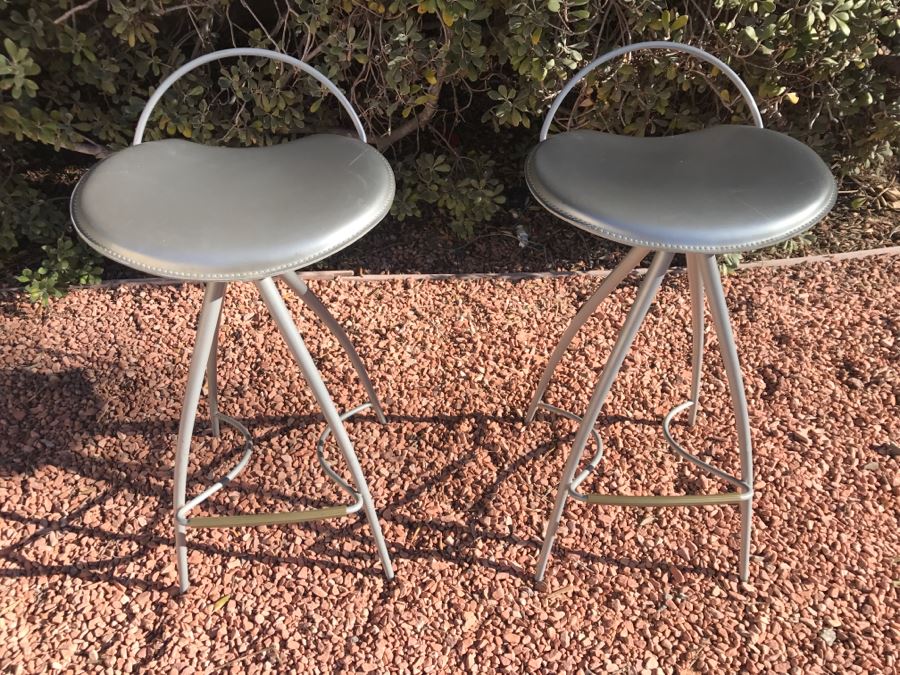JUST ADDED - Pair Of Stylish Modern Metal Bar Stools By Cattelan Italia Made In Italy [Photo 6]
