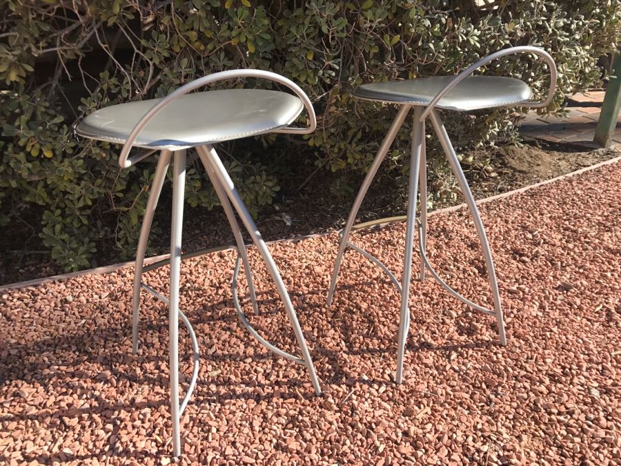JUST ADDED - Pair Of Stylish Modern Metal Bar Stools By Cattelan Italia Made In Italy [Photo 11]