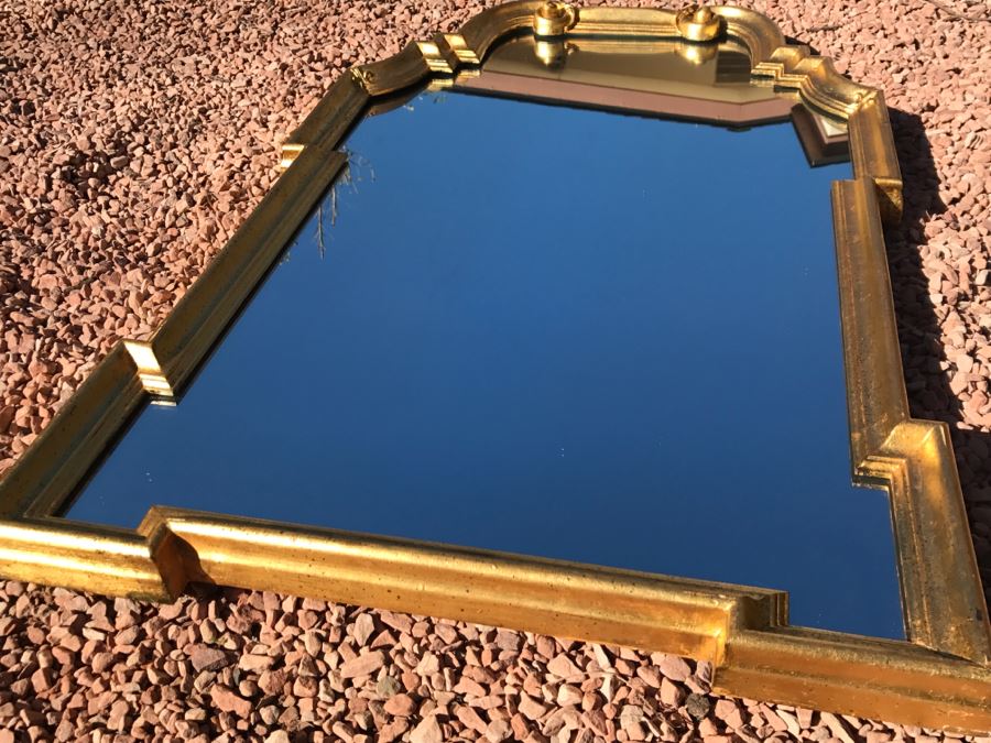 JUST ADDED - Stylish Mid-Century Gilded Hanging Wall Mirror By LaBarge [Photo 10]