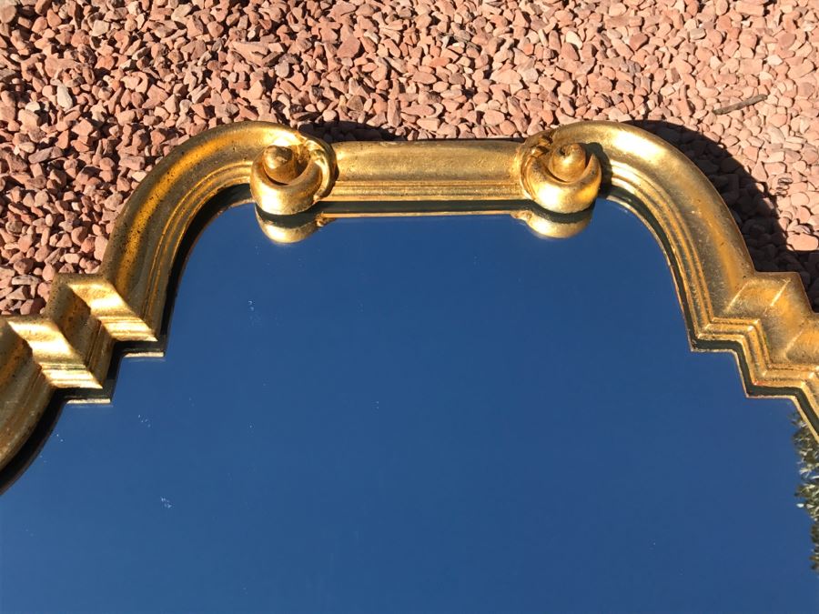 JUST ADDED - Stylish Mid-Century Gilded Hanging Wall Mirror By LaBarge [Photo 8]