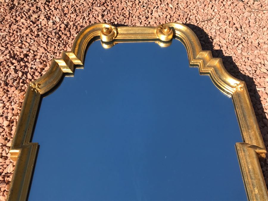 JUST ADDED - Stylish Mid-Century Gilded Hanging Wall Mirror By LaBarge [Photo 6]