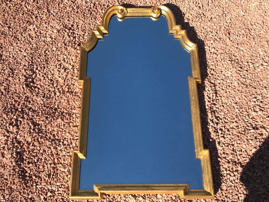 JUST ADDED - Stylish Mid-Century Gilded Hanging Wall Mirror By LaBarge [Photo 5]