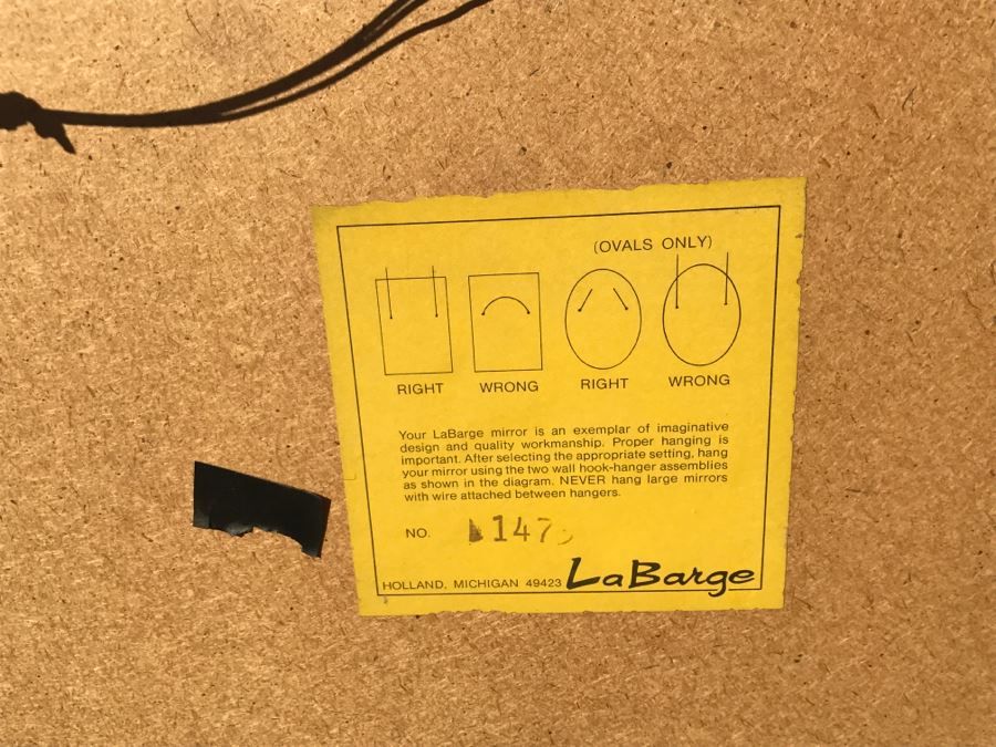 JUST ADDED - Stylish Mid-Century Gilded Hanging Wall Mirror By LaBarge [Photo 11]