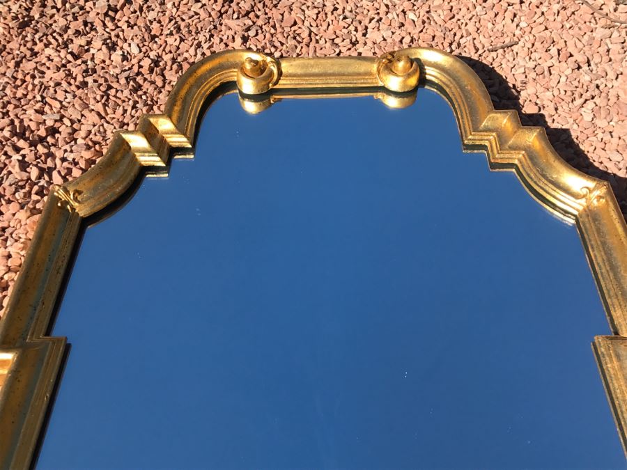 JUST ADDED - Stylish Mid-Century Gilded Hanging Wall Mirror By LaBarge [Photo 7]